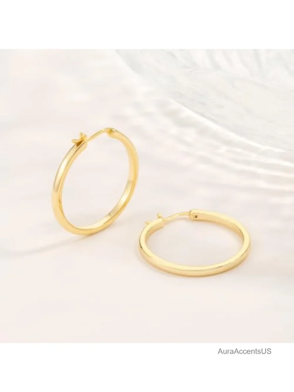 14K Gold Hoop Earrings Hypoallergenic Lightweight Huggie Hoops for Women